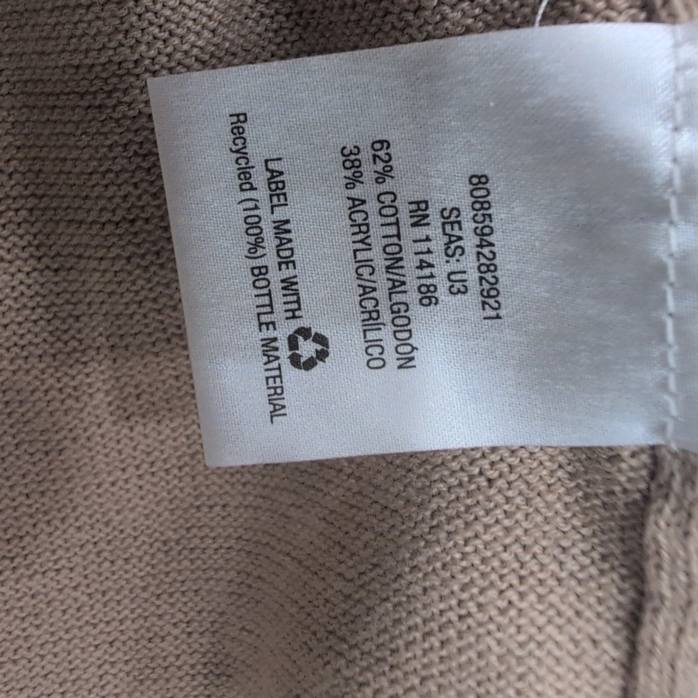 Covington Beige Open Front Short Sleeve Knit‎ Cardigan Sweater Top XL - Picture 3 of 4